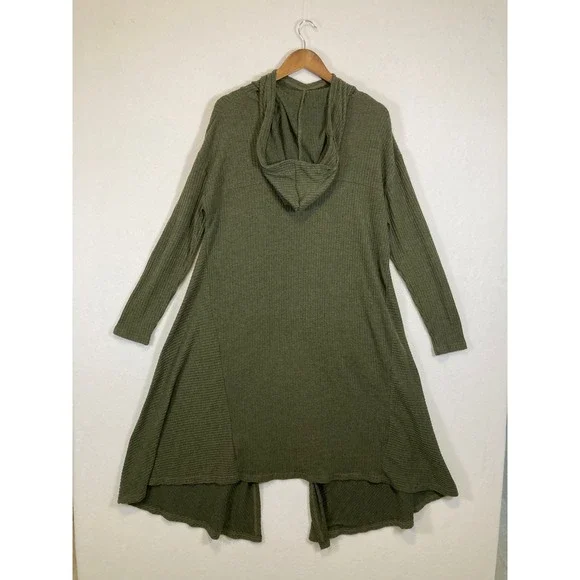 Rosegal Hoodie Dress Womens Large Olive Green Ribbed Handkerchief Hem Goth Boho - Picture 2 of 10